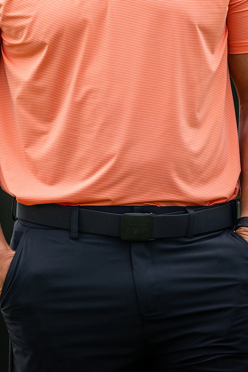 BOOYAA BELT - ADJUSTABLE BLACK STRETCH WITH BLACK ALLOY BUCKLE