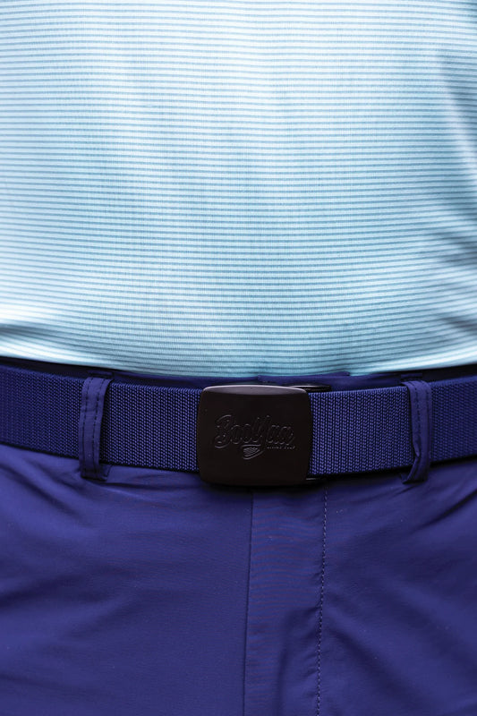 BOOYAA BELT - ADJUSTABLE NAVY STRETCH WITH BLACK ALLOY BUCK