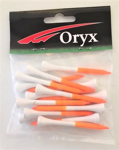 Long 2-3/4  Wht/Orange Wooden Tees bag 15