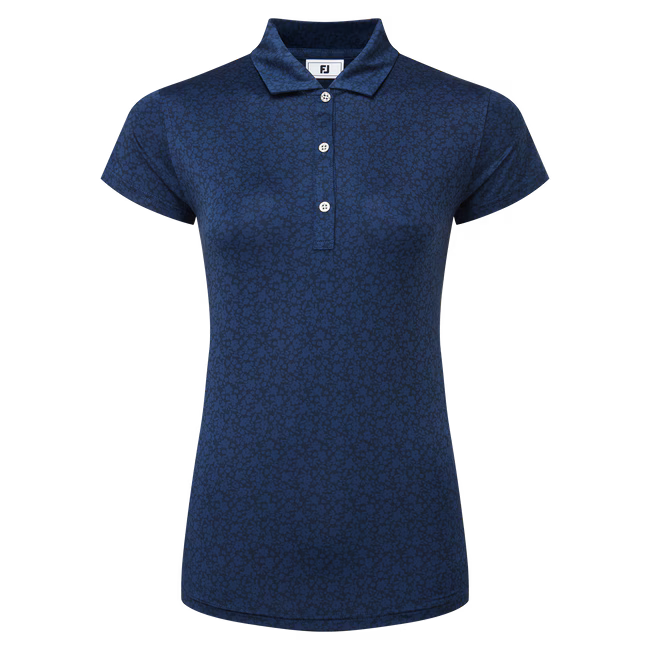 FootJoy Painted Floral Cap Sleeve Lisle Womans Golf Shirt