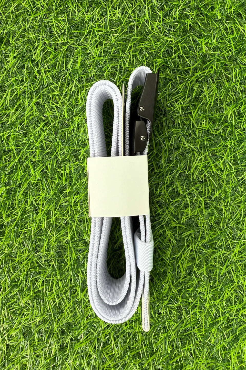 BOOYAA BELT - ADJUSTABLE WHITE STRETCH WITH BLACK ALLOY BUCKLE